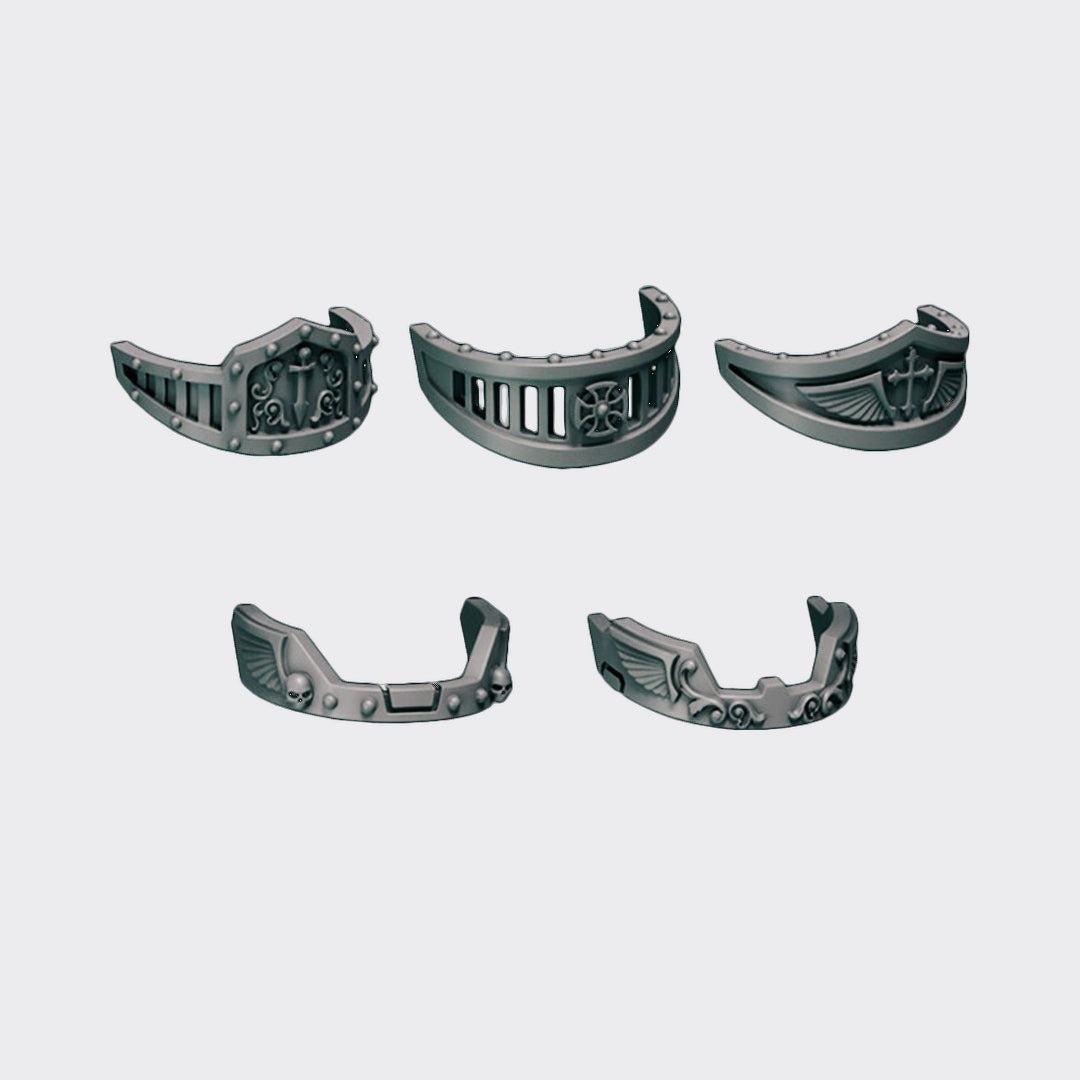 Protectores de cuello Terminator Eternal Pilgrims — bits de conversión sci-fi grimdark de Greytide Studio, resina 32mm sin pintar