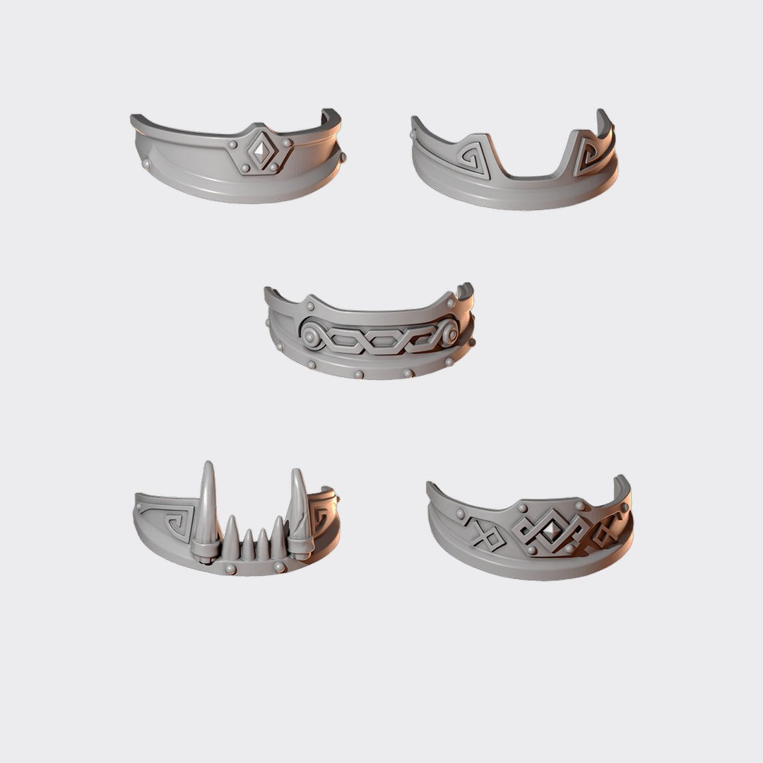Protectores de cuello Terminator Primal Hounds — bits de conversión sci-fi grimdark de Greytide Studio, resina 32mm sin pintar