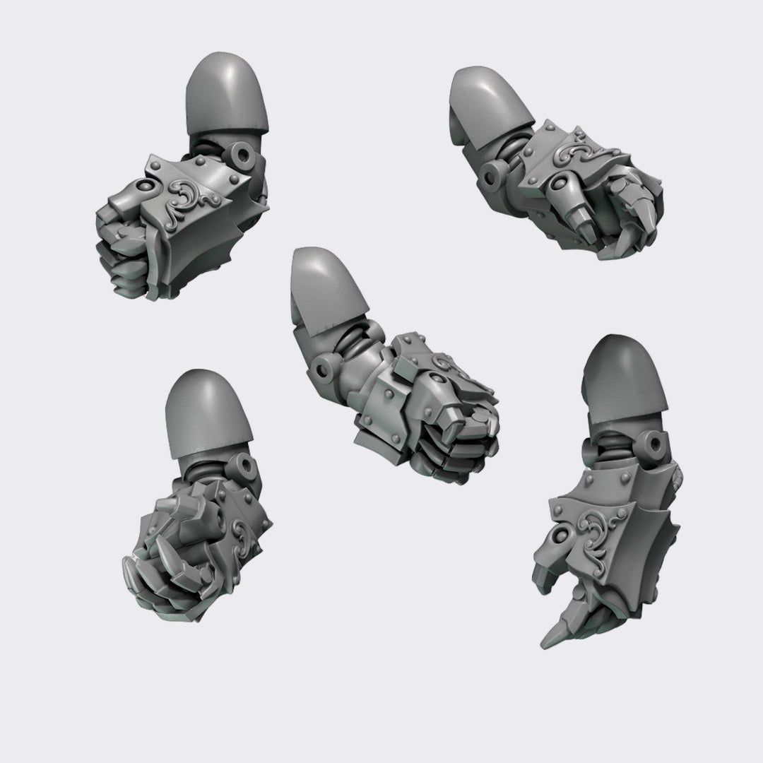 Puños de combate Crimson Lords A — bits de conversión sci-fi grimdark de Greytide Studio, resina 32mm sin pintar