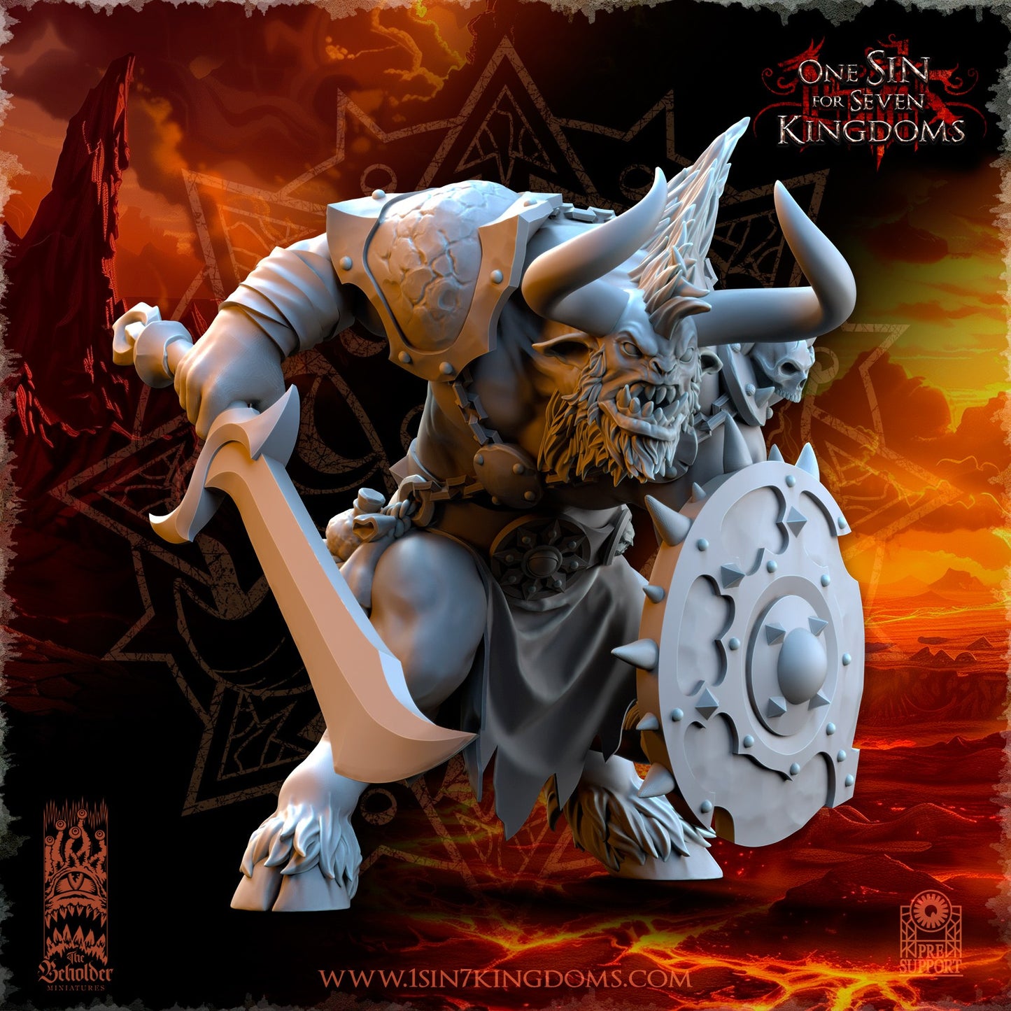 Miniatura Astados con Espada y Escudo Reinos del Caos resina 32mm sin pintar - Drakholm
