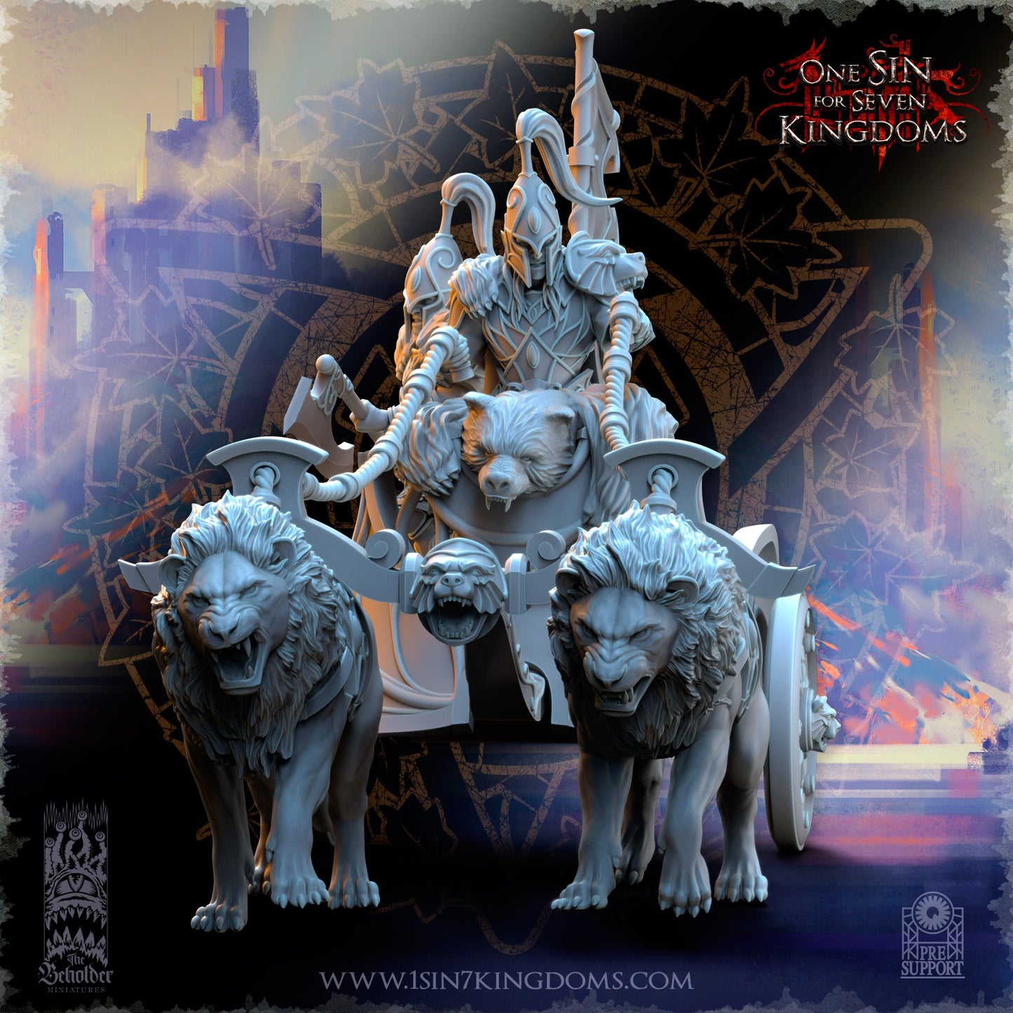 Miniatura Carro de los guardianes del oso Altos Elfos resina 32mm sin pintar - Drakholm