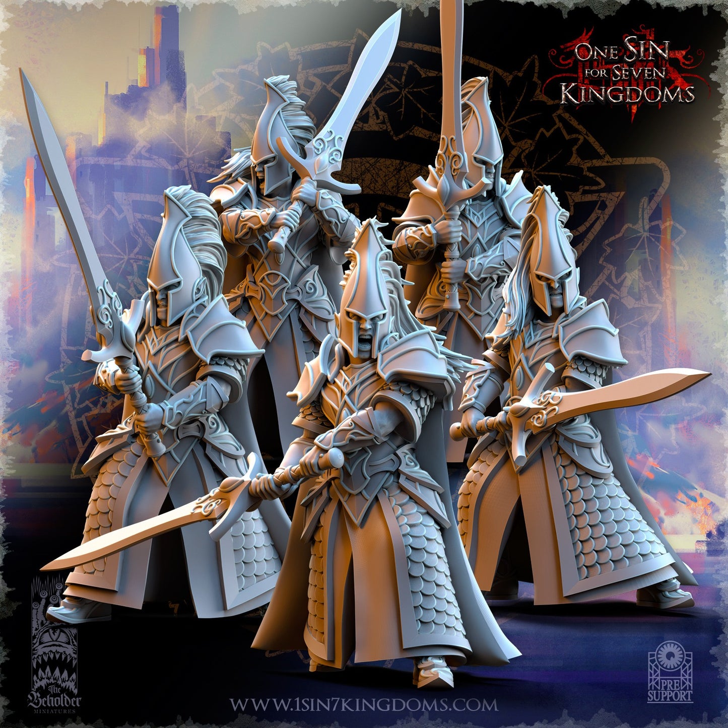 Miniatura Espadachines de Ashur Altos Elfos resina 32mm sin pintar - Drakholm