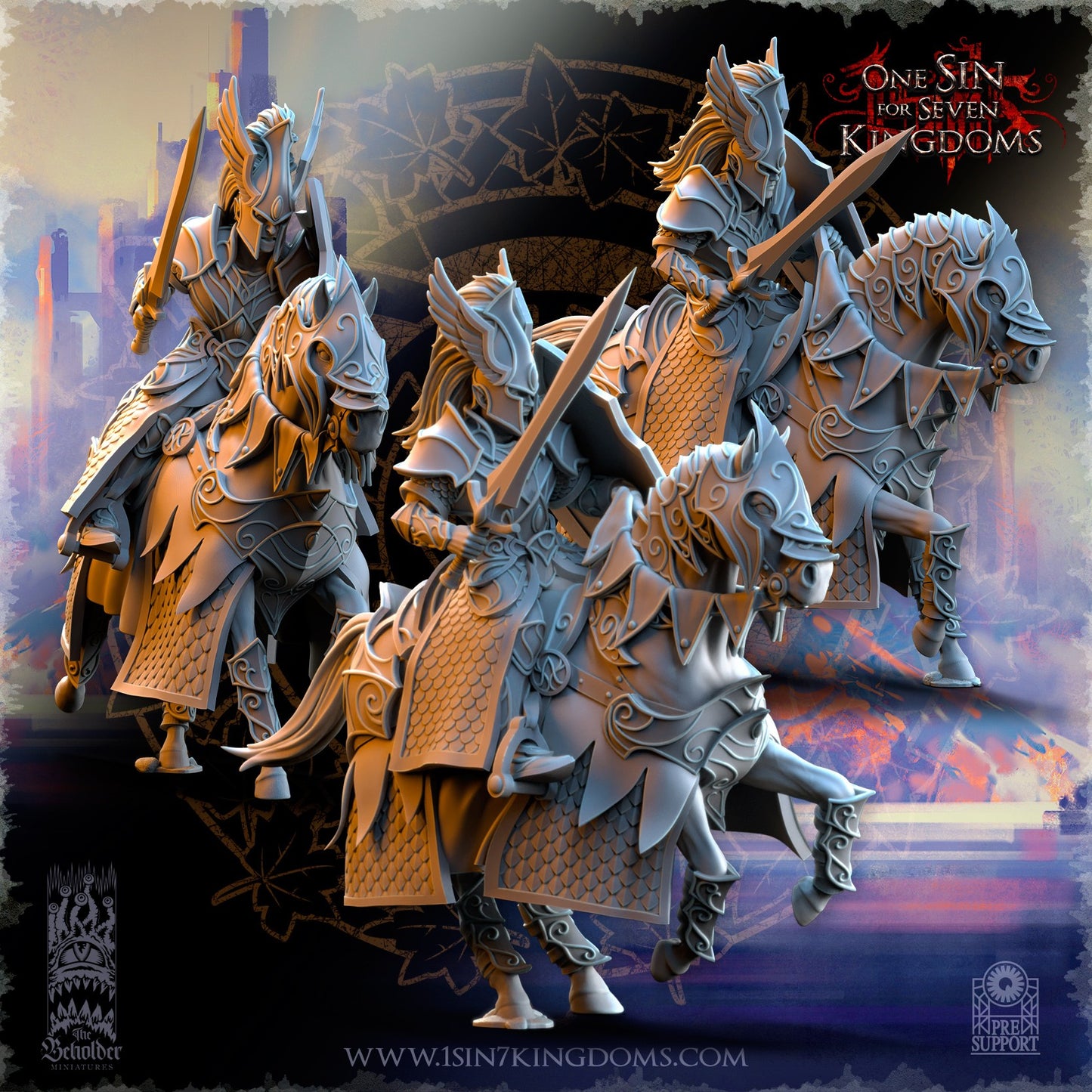 Miniatura Caballeros de Ashur Altos Elfos resina 32mm sin pintar - Drakholm