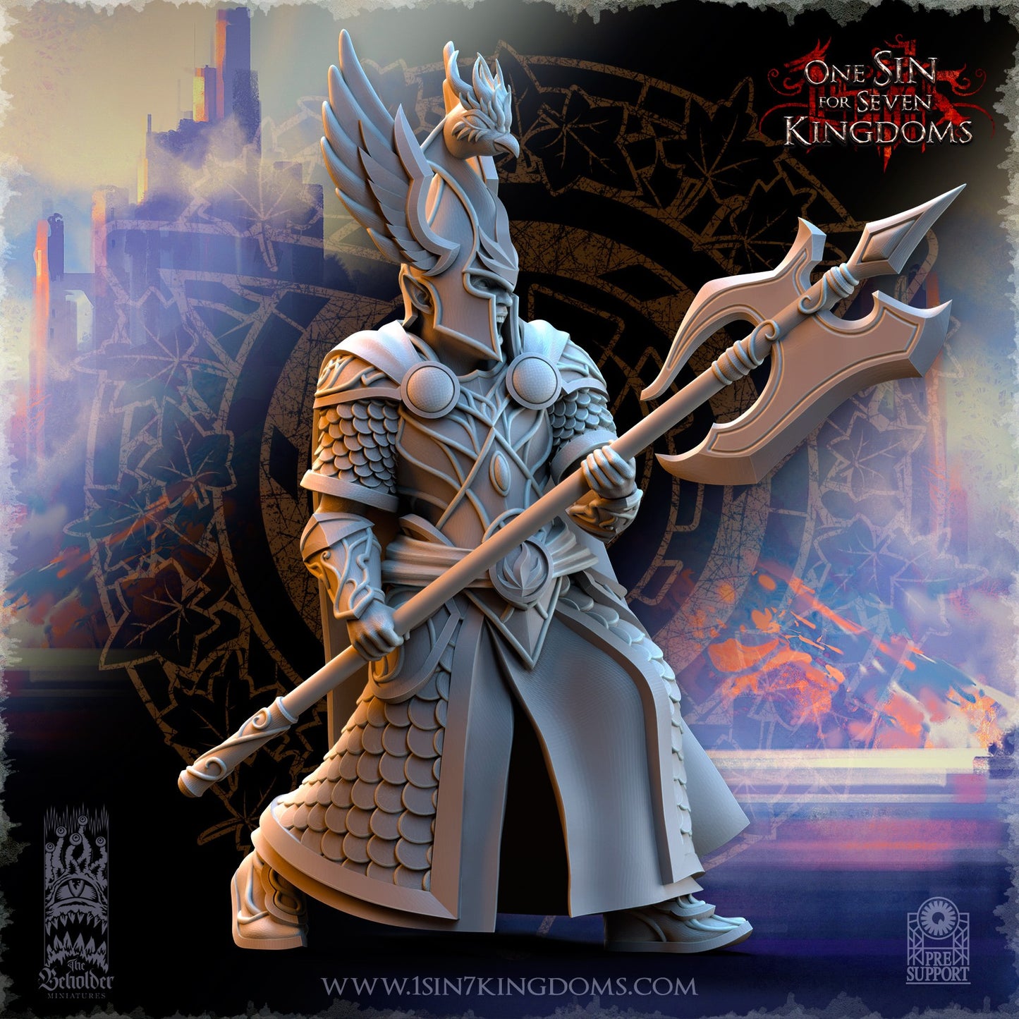 Miniatura Guardianes del pájaro ardiente Altos Elfos resina 32mm sin pintar - Drakholm