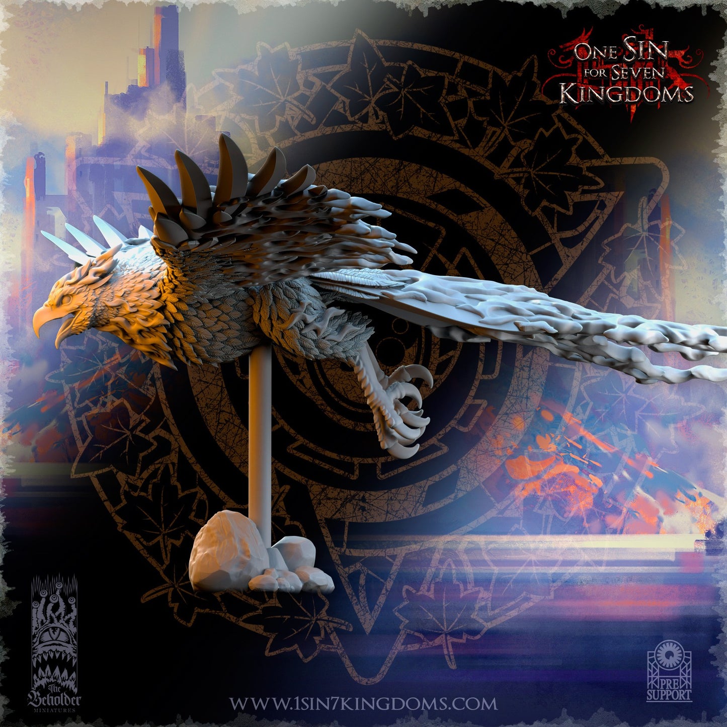 Miniatura Señor del pájaro ardiente sobre fénix Altos Elfos resina 32mm sin pintar - Drakholm