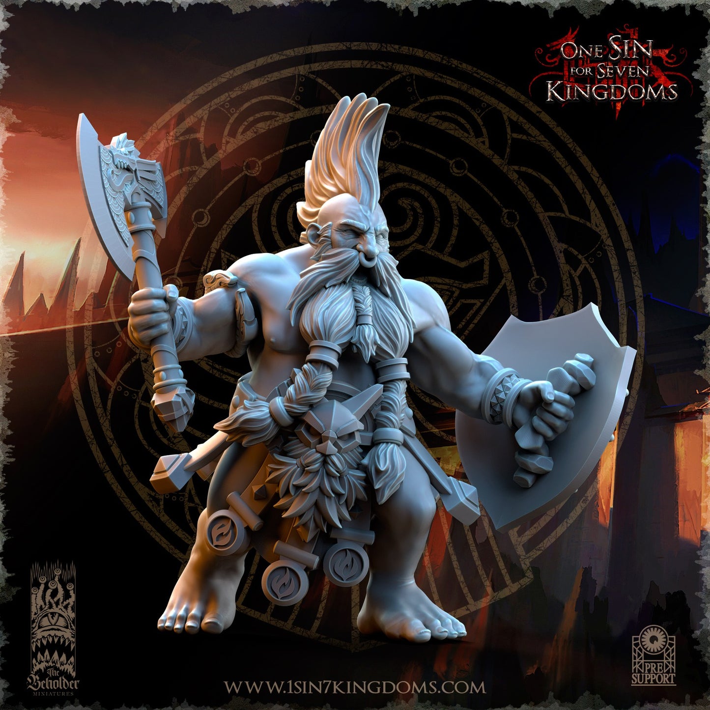 Miniatura Tharin Barba de Fuego Enanos resina 32mm sin pintar - Drakholm