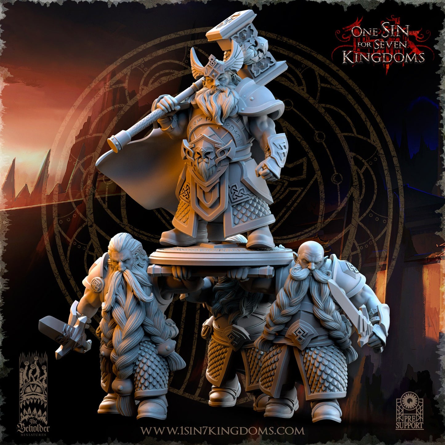 Miniatura Throngrim Rey del Corazón de la Montaña Enanos resina 32mm sin pintar - Drakholm