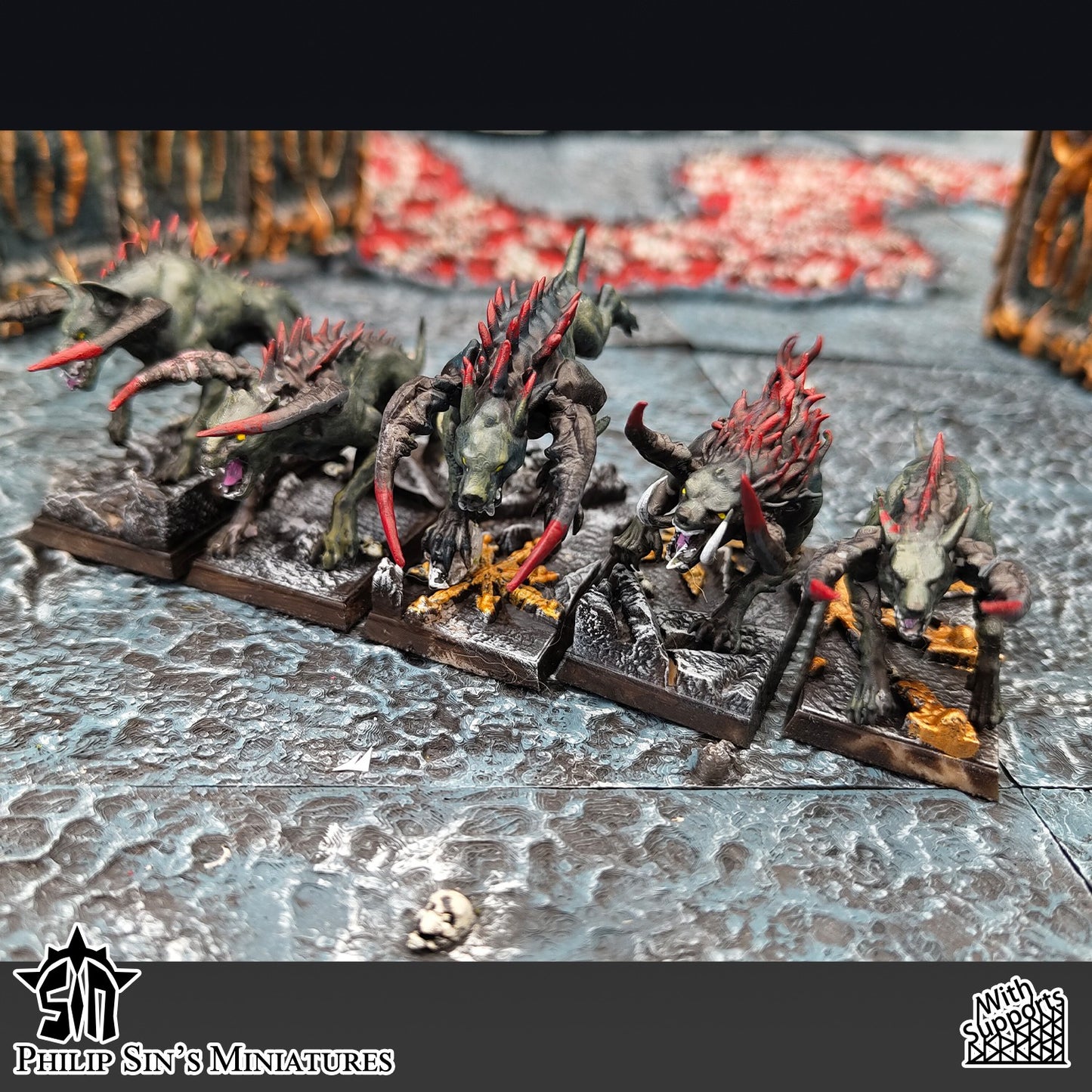 Miniatura Los Perros de la Ruina Reinos del Caos resina 32mm sin pintar - Drakholm