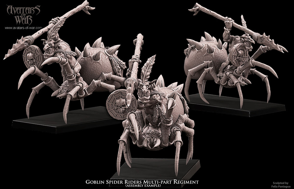 Jinetes de Arana Goblin (Regimiento) · miniatura de resina 28 mm · Orcos y Goblins · Drakholm