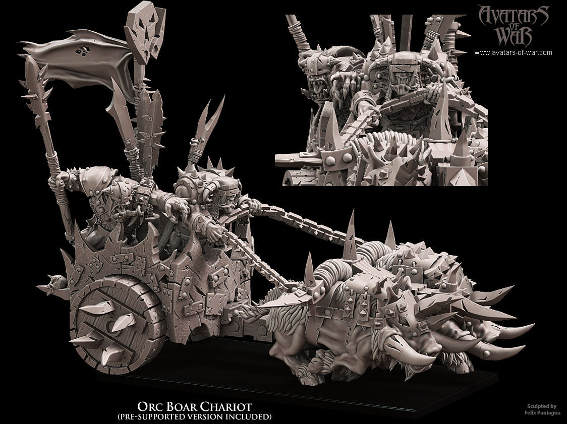 Carro de Guerra Orco de Jabalíes · miniatura de resina 28 mm · Orcos y Goblins · Drakholm