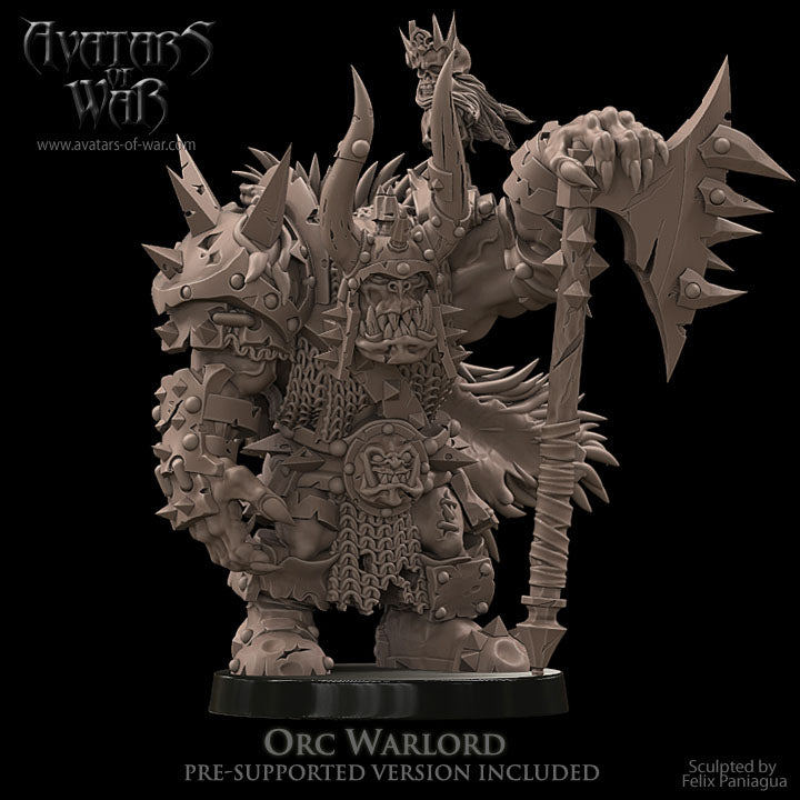 Senor de la Guerra Orco con Gran Hacha · miniatura de resina 28 mm · Orcos y Goblins · Drakholm