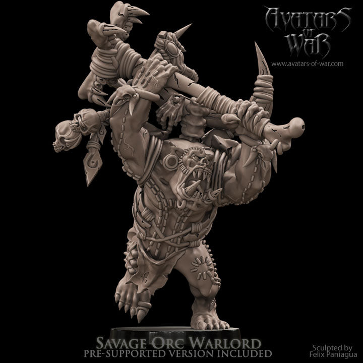 Senor Orco Salvaje con Arma Pesada · miniatura de resina 28 mm · Orcos y Goblins · Drakholm