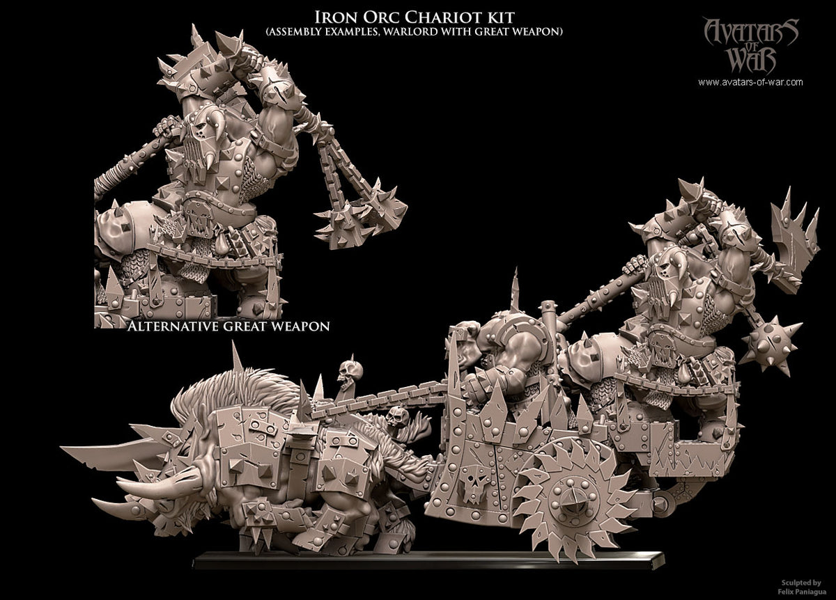 Carro de Guerra Orco de Hierro · miniatura de resina 28 mm · Orcos y Goblins · Drakholm