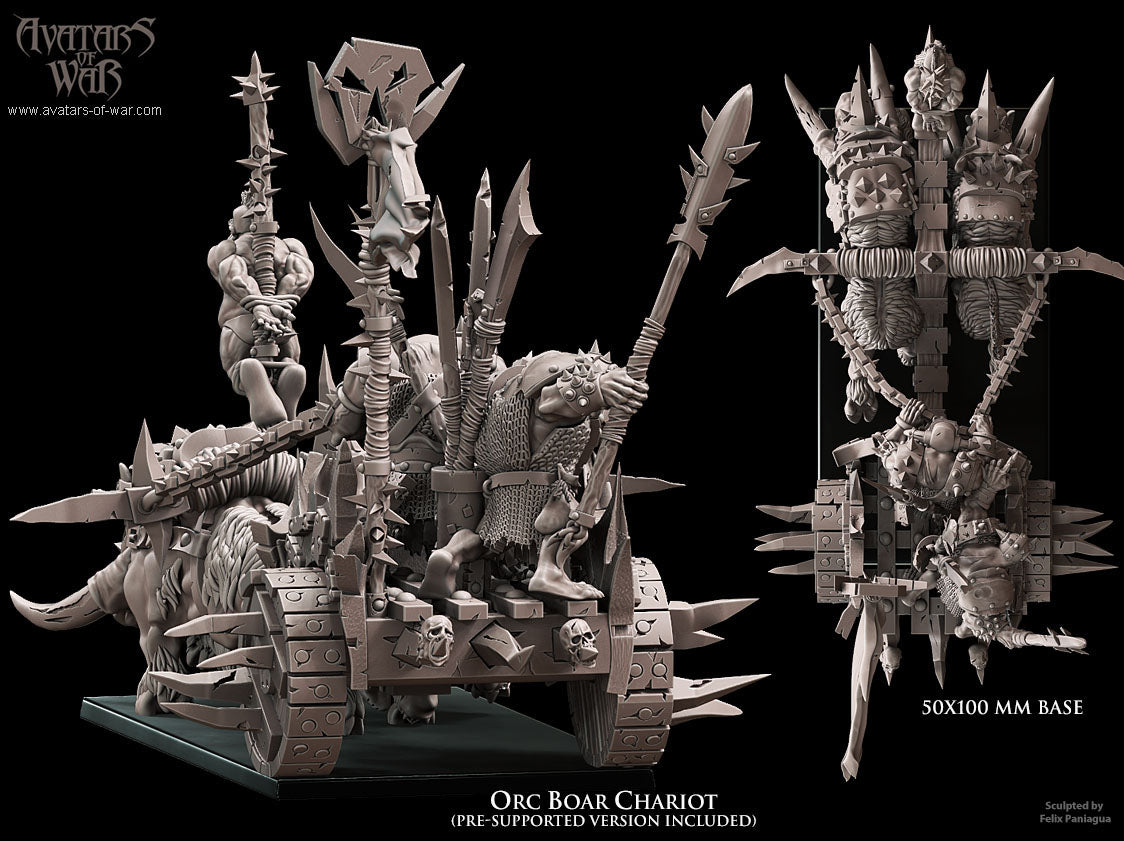 Carro de Guerra Orco de Jabalíes · miniatura de resina 28 mm · Orcos y Goblins · Drakholm