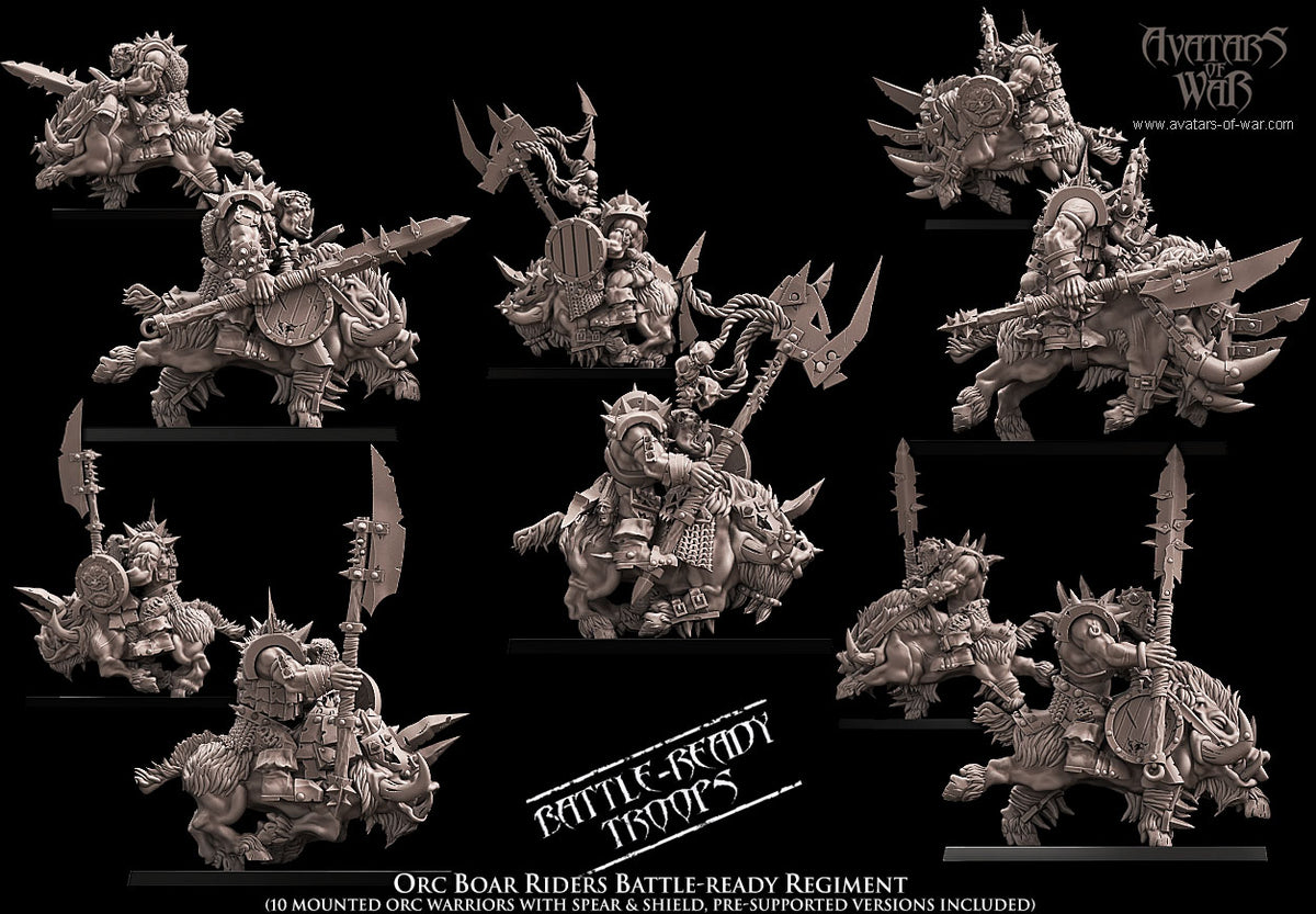 Regimiento de Jinetes de Jabalí Orcos (10 miniaturas) · miniatura de resina 28 mm · Orcos y Goblins · Drakholm