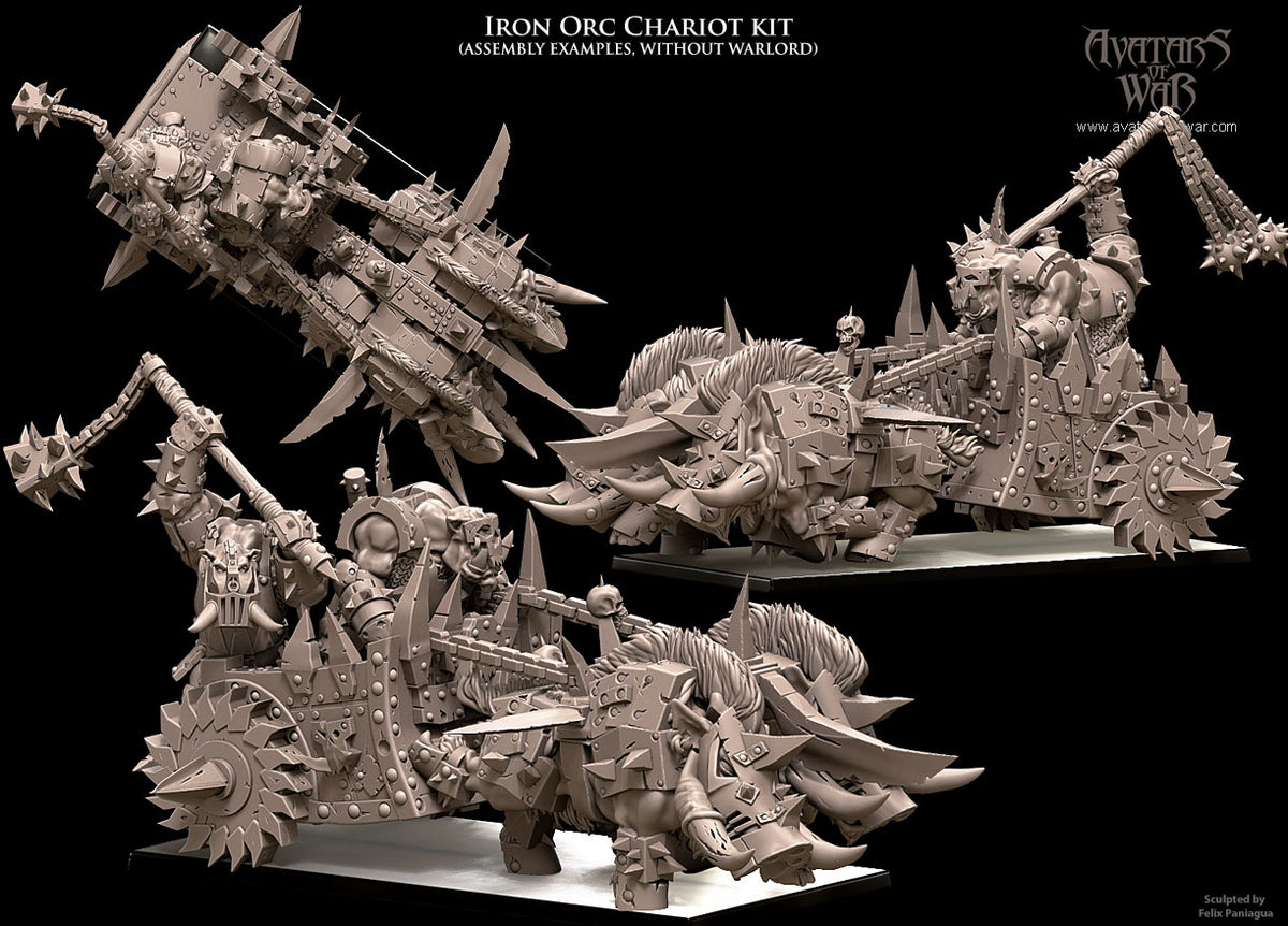 Carro de Guerra Orco de Hierro · miniatura de resina 28 mm · Orcos y Goblins · Drakholm