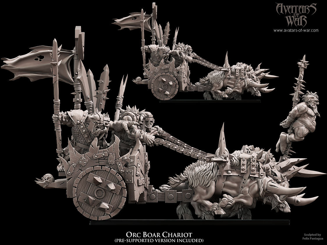 Carro de Guerra Orco de Jabalíes · miniatura de resina 28 mm · Orcos y Goblins · Drakholm