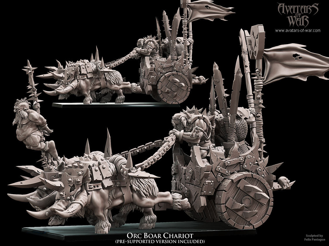 Carro de Guerra Orco de Jabalíes · miniatura de resina 28 mm · Orcos y Goblins · Drakholm