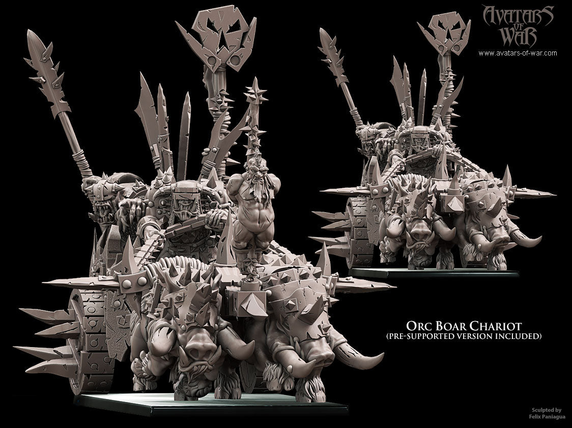 Carro de Guerra Orco de Jabalíes · miniatura de resina 28 mm · Orcos y Goblins · Drakholm