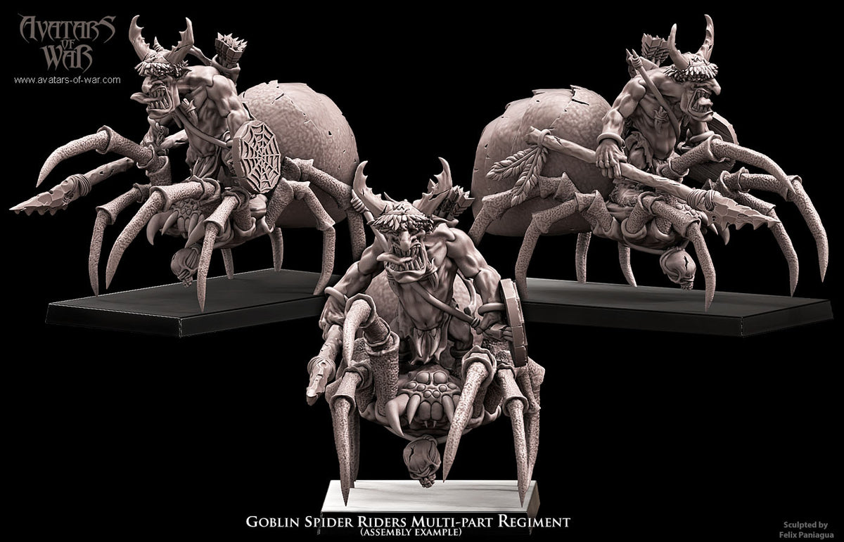 Jinetes de Arana Goblin (Regimiento) · miniatura de resina 28 mm · Orcos y Goblins · Drakholm