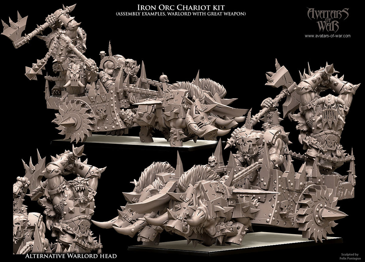 Carro de Guerra Orco de Hierro · miniatura de resina 28 mm · Orcos y Goblins · Drakholm