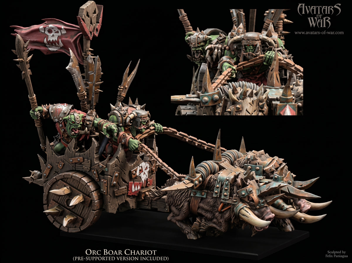 Carro de Guerra Orco de Jabalíes · miniatura de resina 28 mm · Orcos y Goblins · Drakholm
