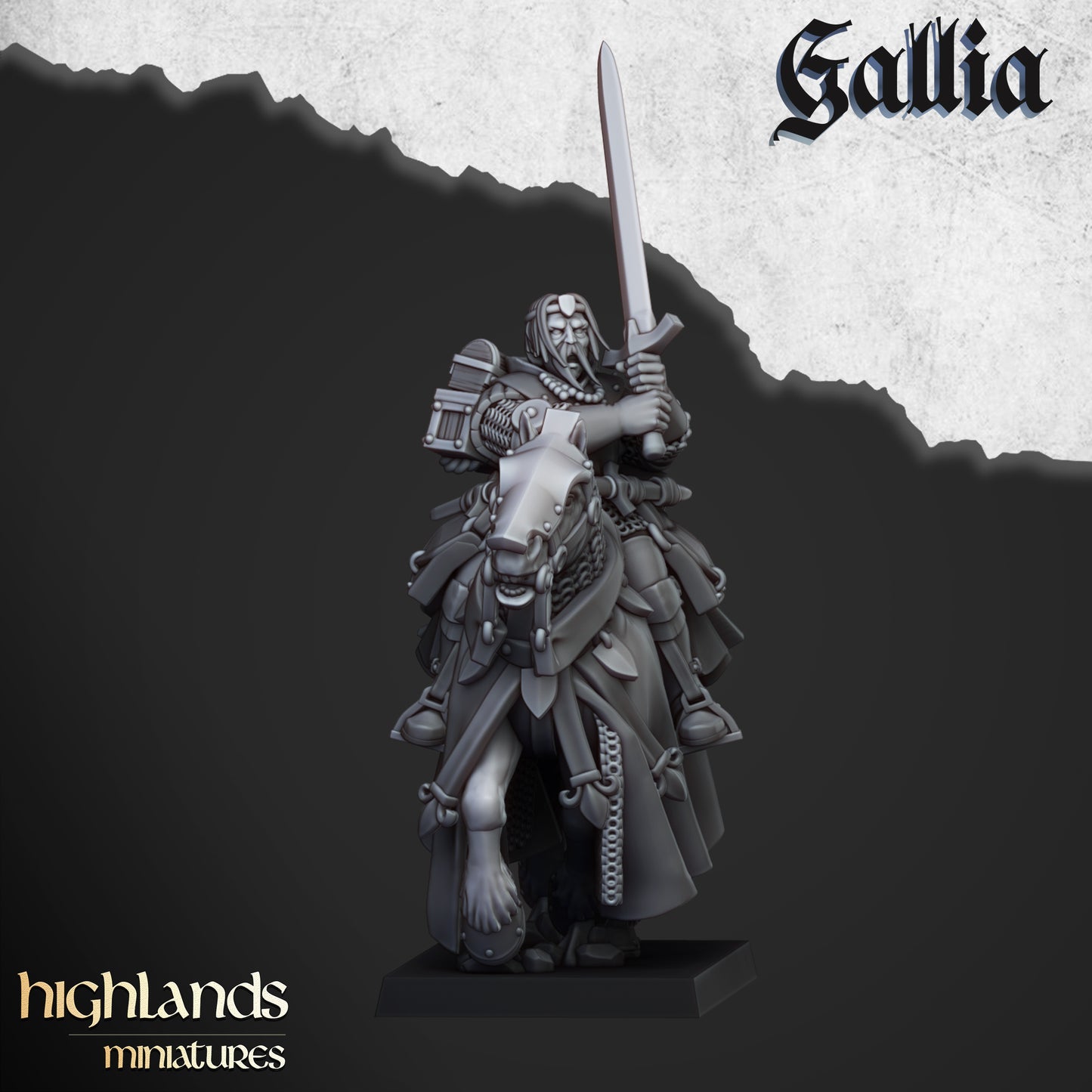 Miniatura Hombres de Armas Montados Bretones resina 28mm sin pintar - Drakholm