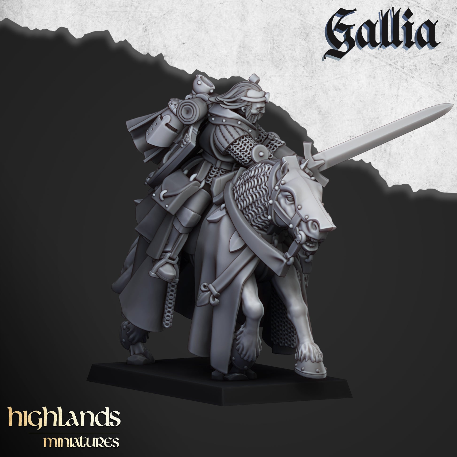 Miniatura Hombres de Armas Montados Bretones resina 28mm sin pintar - Drakholm