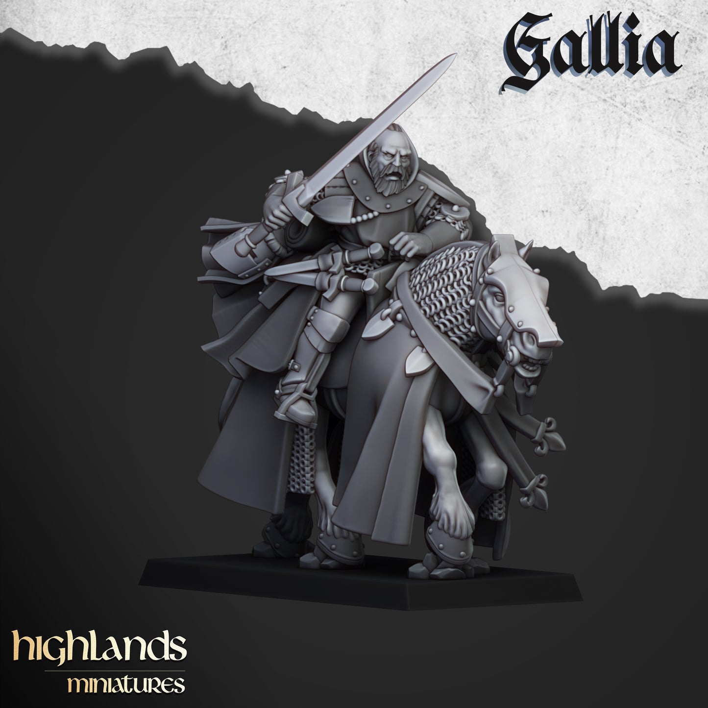 Miniatura Hombres de Armas Montados Bretones resina 28mm sin pintar - Drakholm