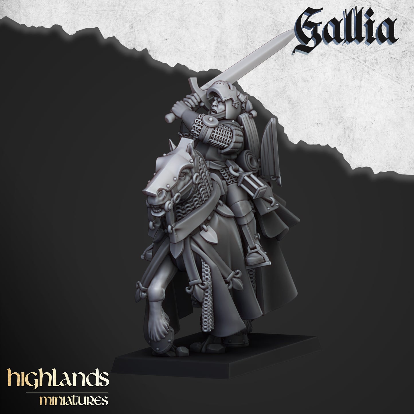 Miniatura Hombres de Armas Montados Bretones resina 28mm sin pintar - Drakholm
