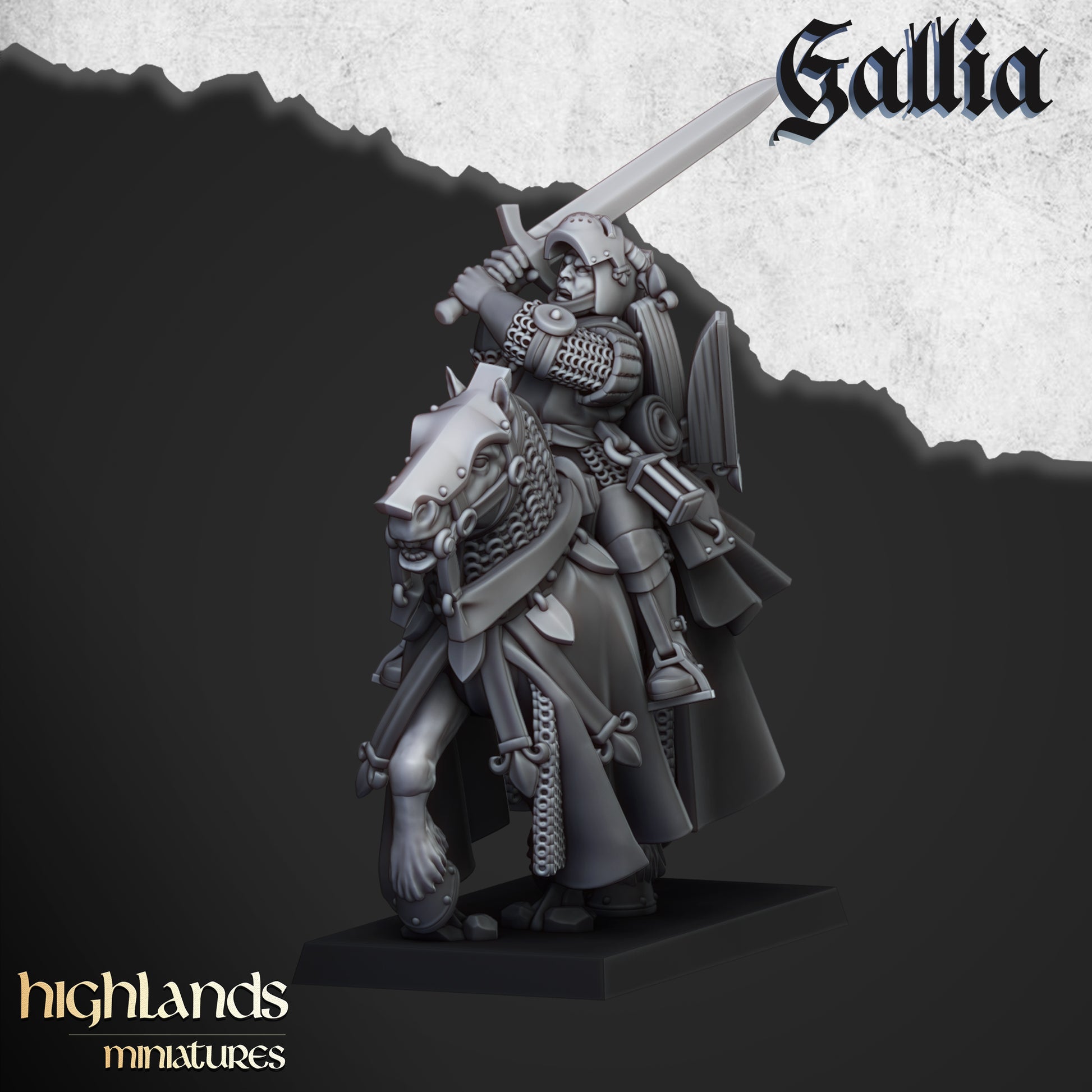 Miniatura Hombres de Armas Montados Bretones resina 28mm sin pintar - Drakholm