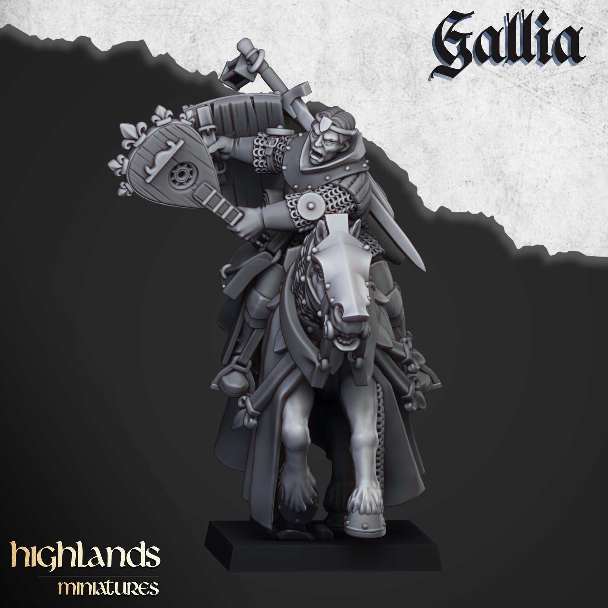 Miniatura Hombres de Armas Montados Bretones resina 28mm sin pintar - Drakholm