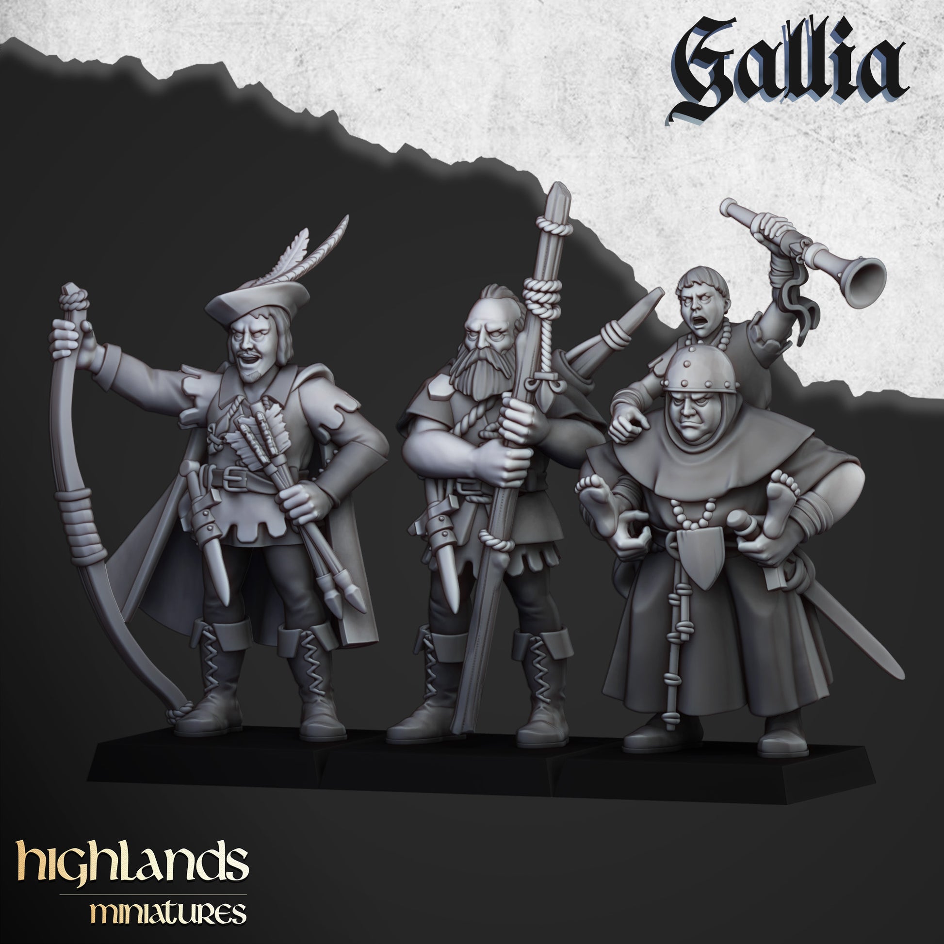 Miniatura Caballeros Reales de Gallia Bretones resina 28mm sin pintar - Drakholm