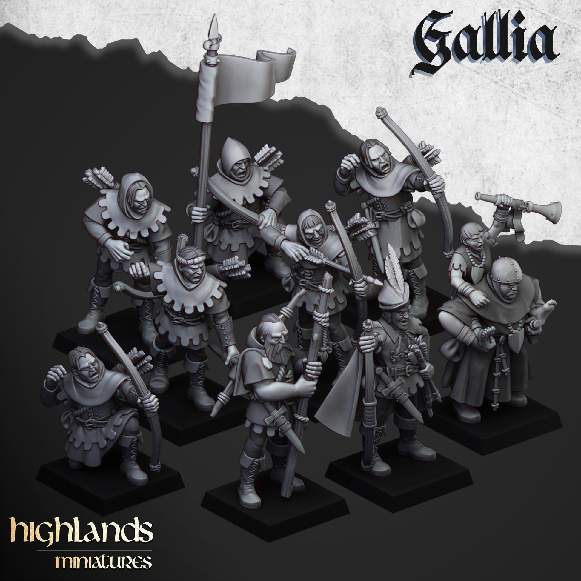 Miniatura Caballeros Reales de Gallia Bretones resina 28mm sin pintar - Drakholm