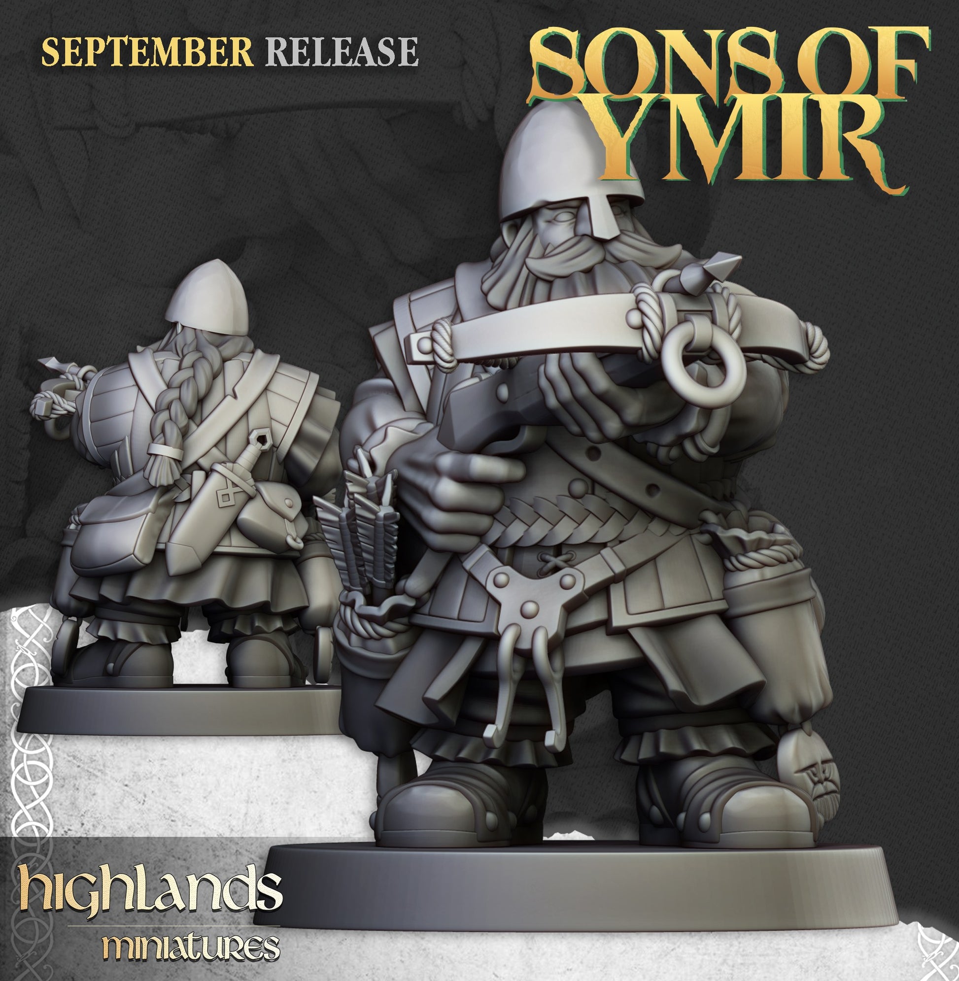 Miniatura Unidad de Ballesteros Enanos Enanos resina 28mm sin pintar - Drakholm