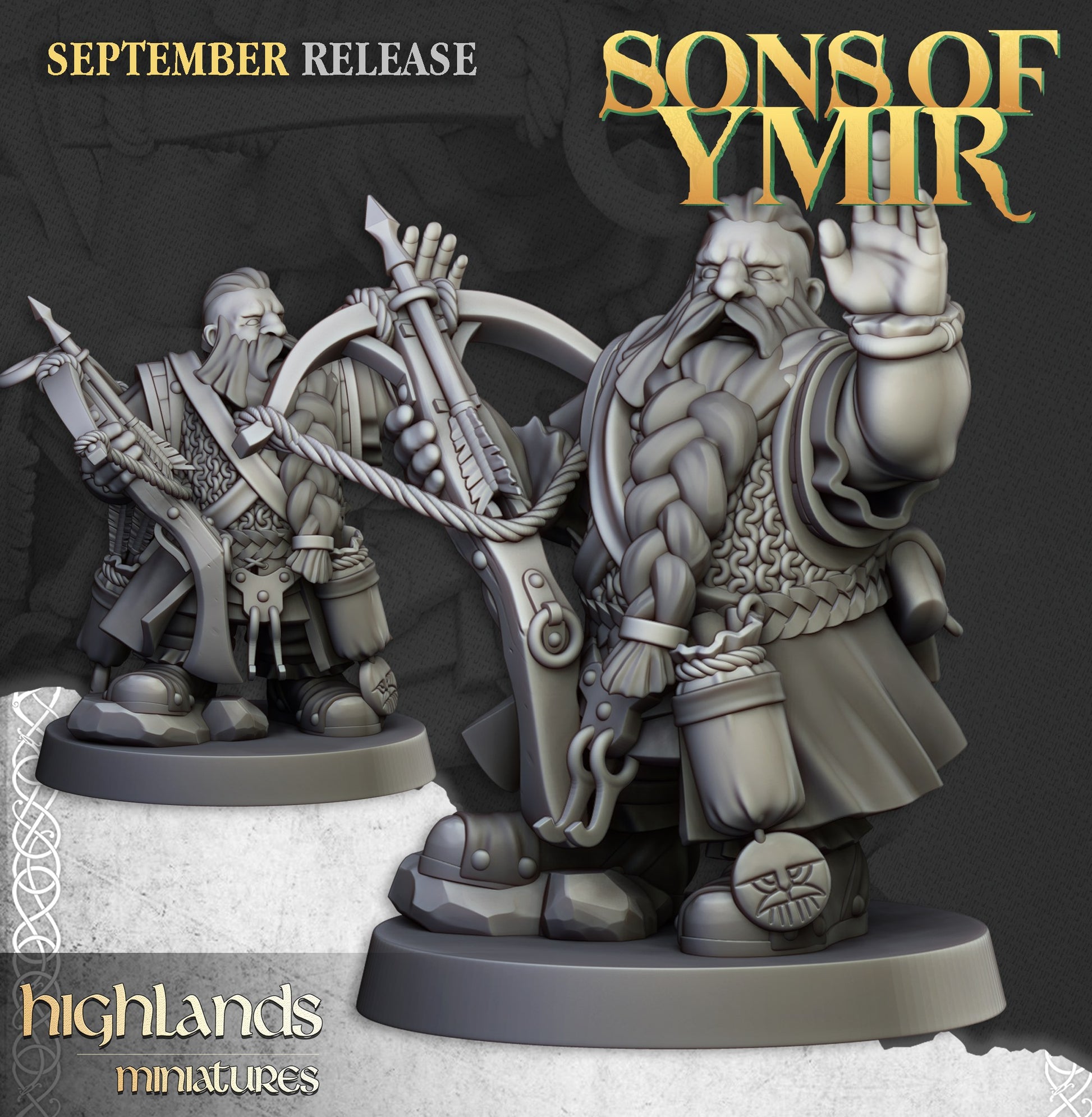 Miniatura Unidad de Ballesteros Enanos Enanos resina 28mm sin pintar - Drakholm