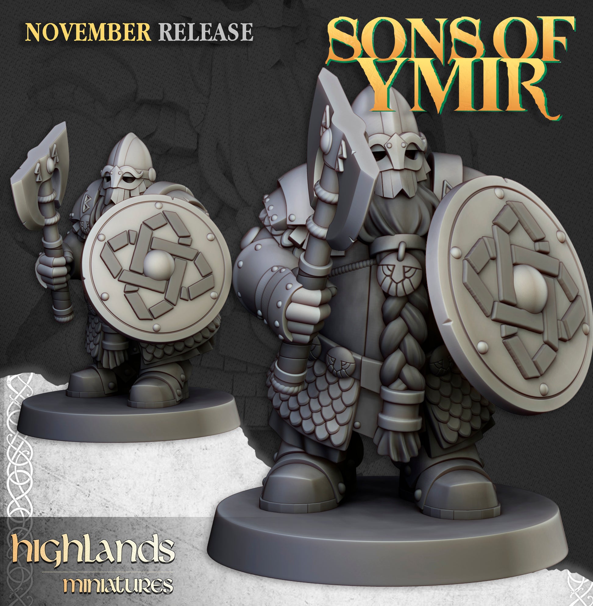 Miniatura Huscarles Enanos Enanos resina 28mm sin pintar - Drakholm