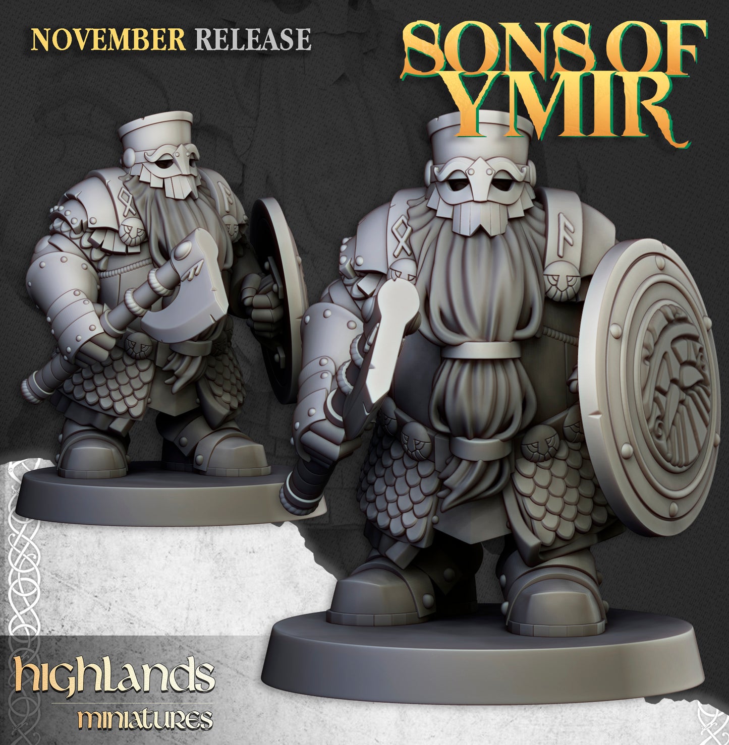 Miniatura Huscarles Enanos Enanos resina 28mm sin pintar - Drakholm