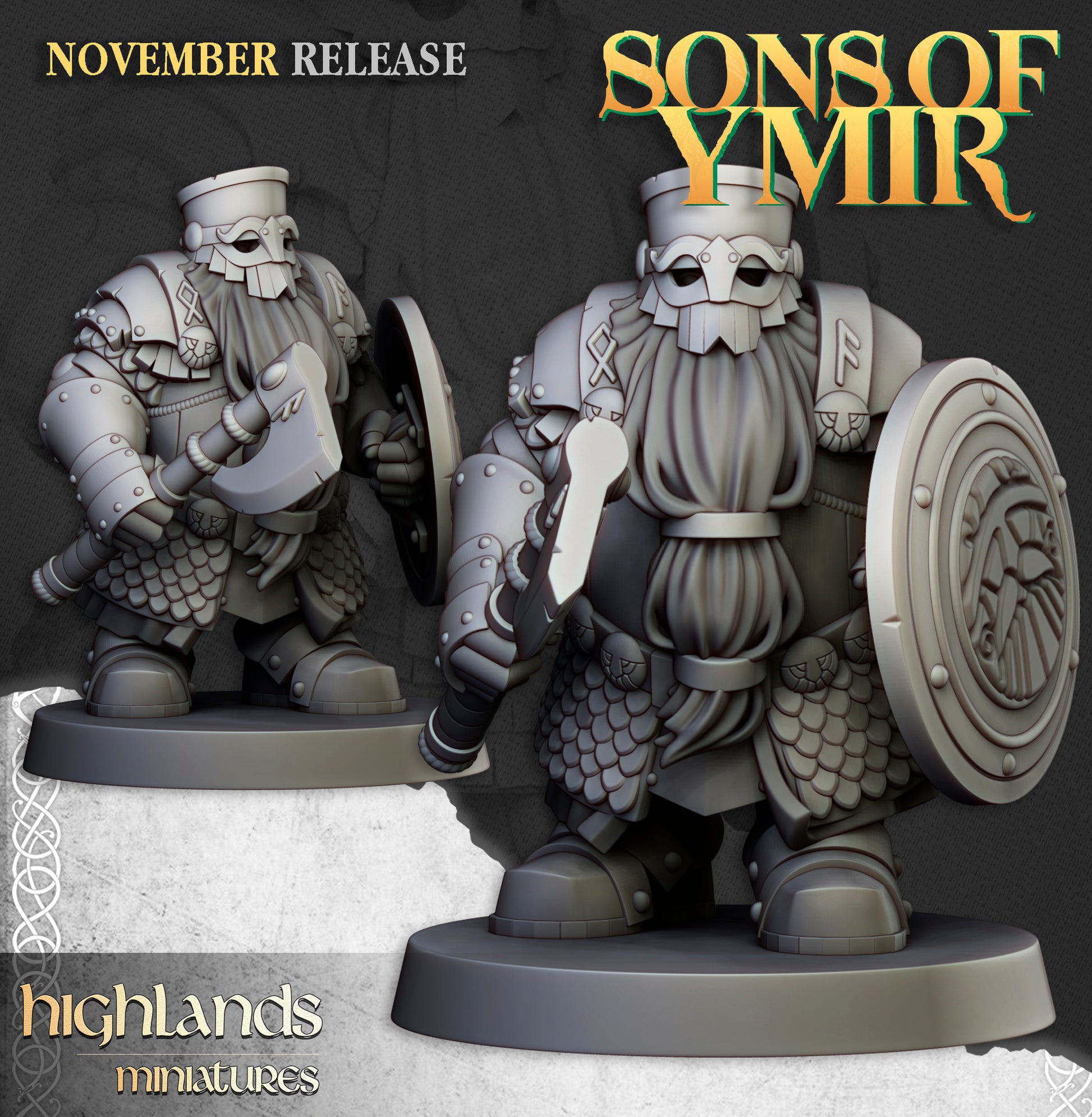 Miniatura Huscarles Enanos Enanos resina 28mm sin pintar - Drakholm
