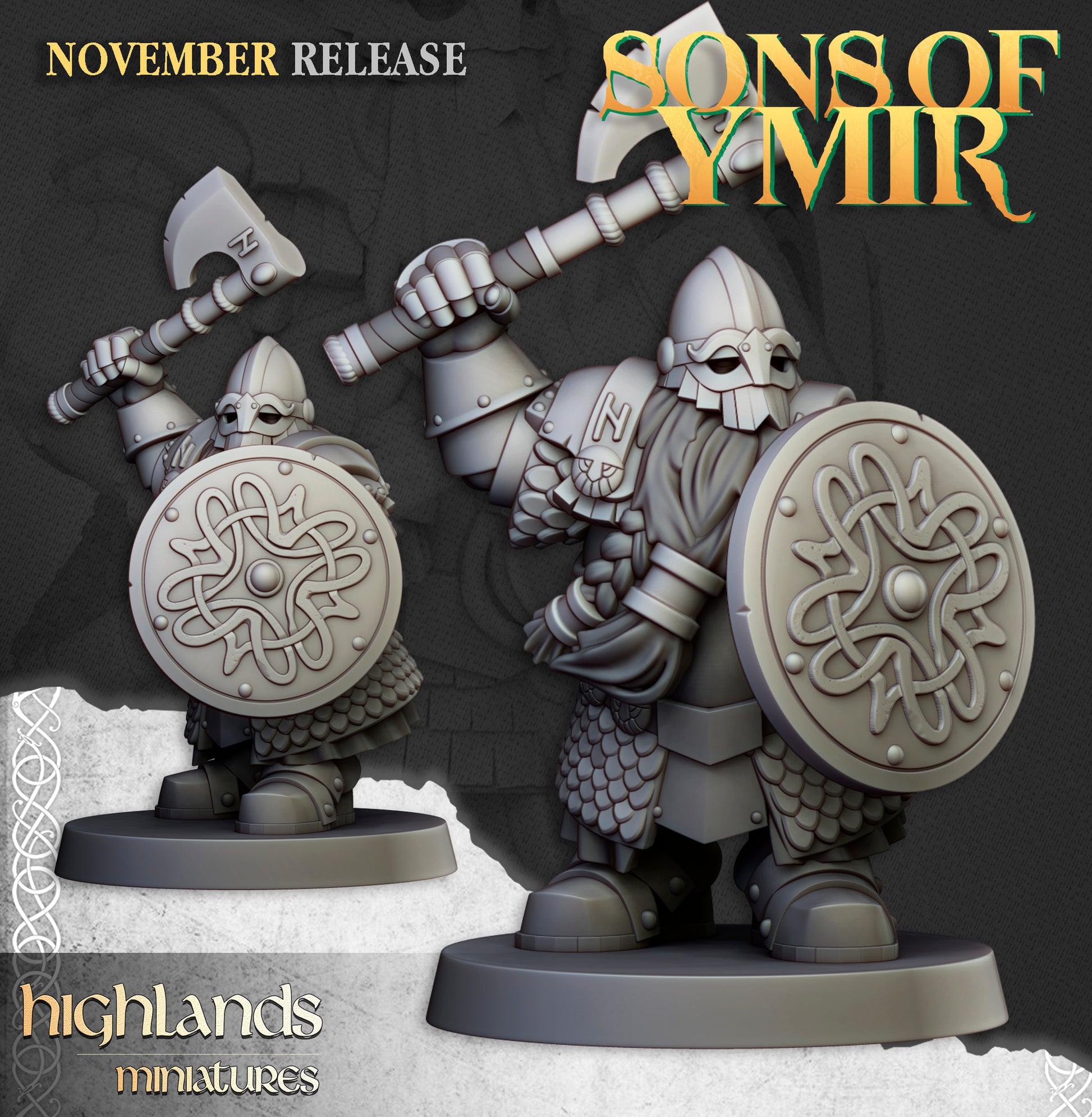 Miniatura Huscarles Enanos Enanos resina 28mm sin pintar - Drakholm