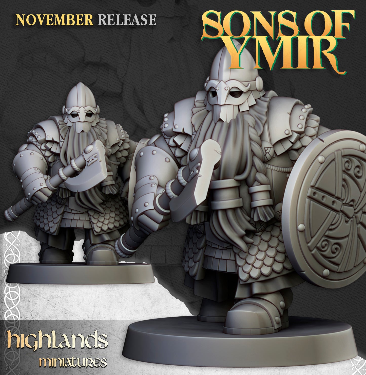 Miniatura Huscarles Enanos Enanos resina 28mm sin pintar - Drakholm