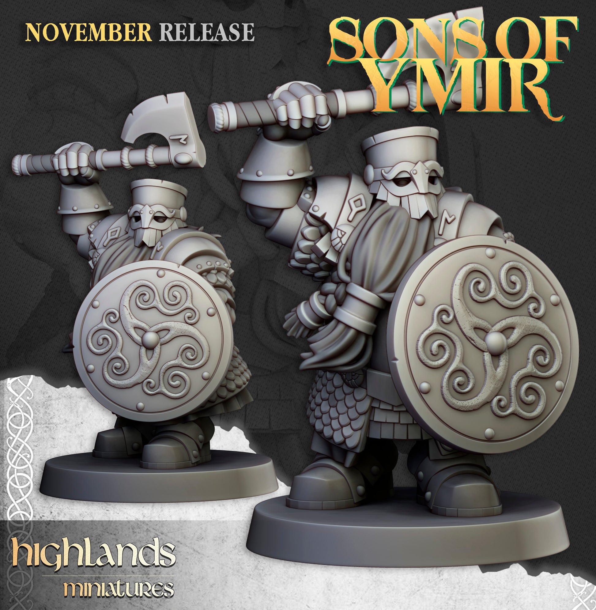 Miniatura Huscarles Enanos Enanos resina 28mm sin pintar - Drakholm