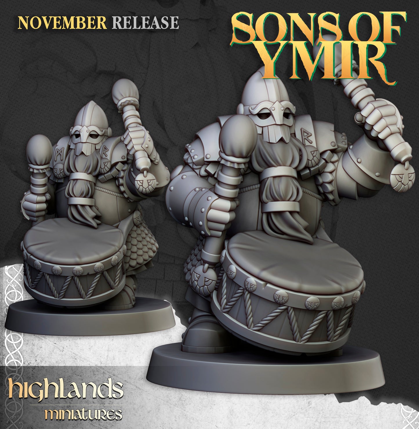 Miniatura Huscarles Enanos Enanos resina 28mm sin pintar - Drakholm