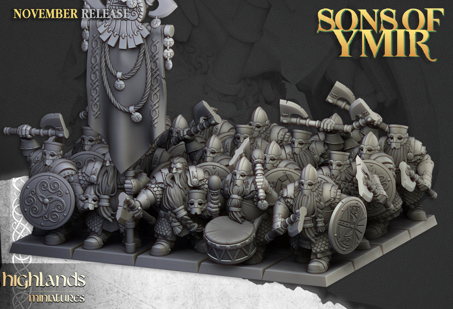Miniatura Huscarles Enanos Enanos resina 28mm sin pintar - Drakholm