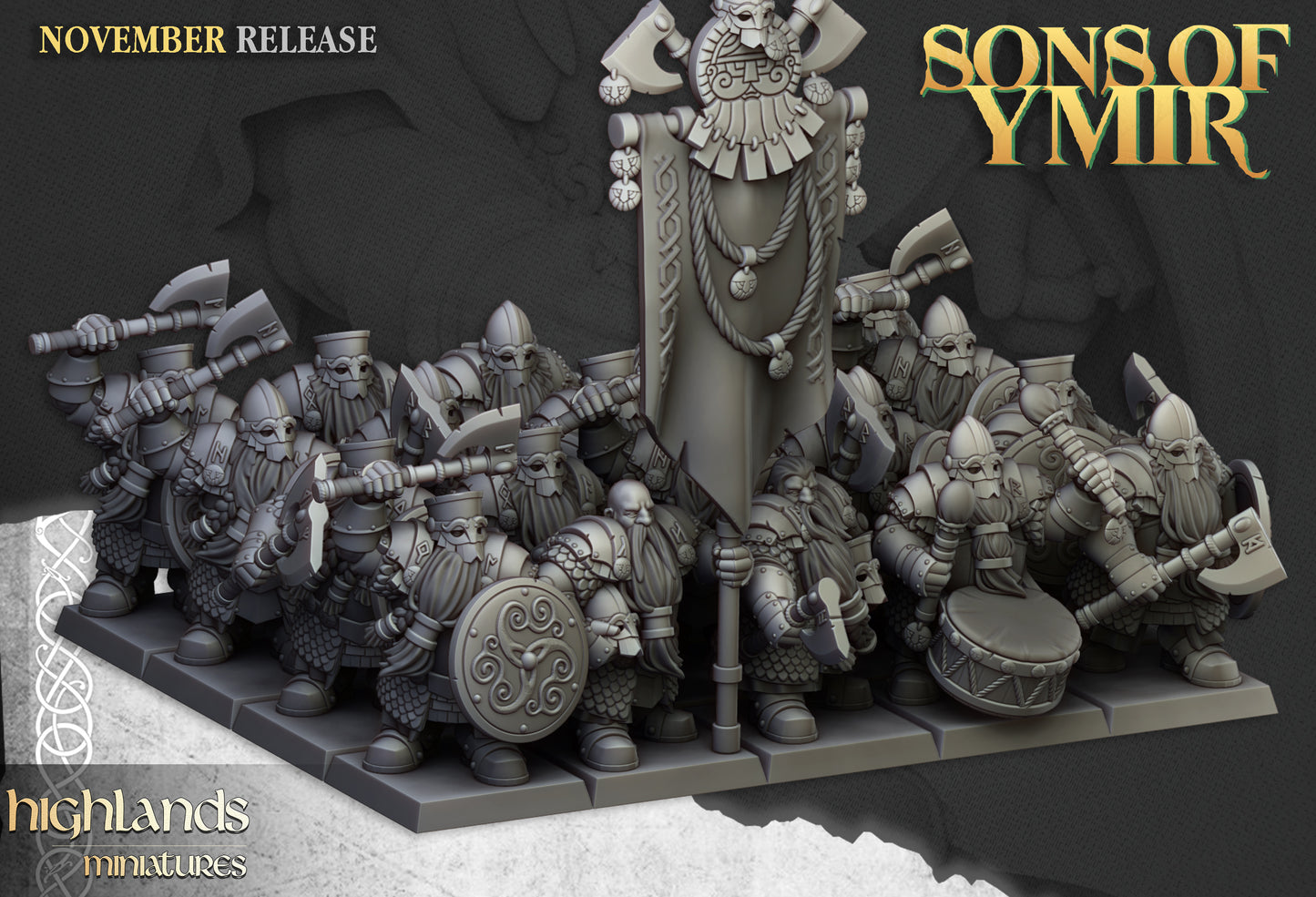 Miniatura Huscarles Enanos Enanos resina 28mm sin pintar - Drakholm