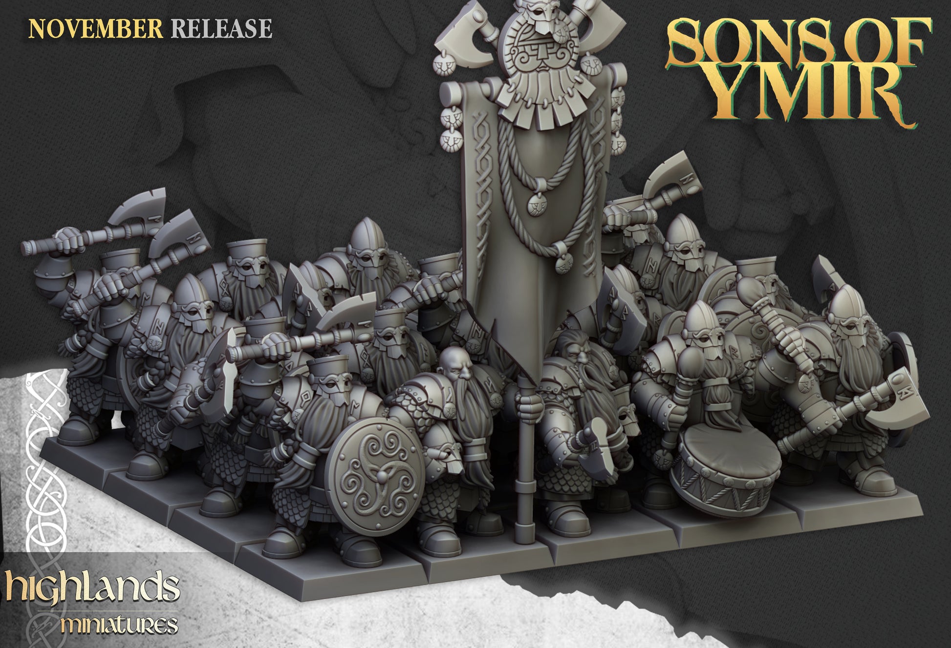 Miniatura Huscarles Enanos Enanos resina 28mm sin pintar - Drakholm