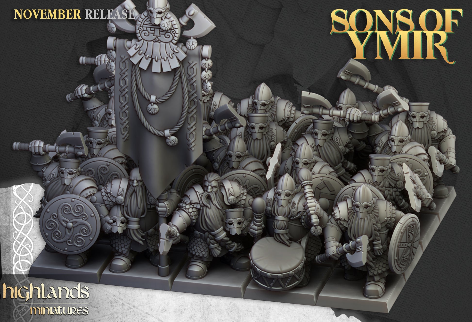 Miniatura Huscarles Enanos Enanos resina 28mm sin pintar - Drakholm