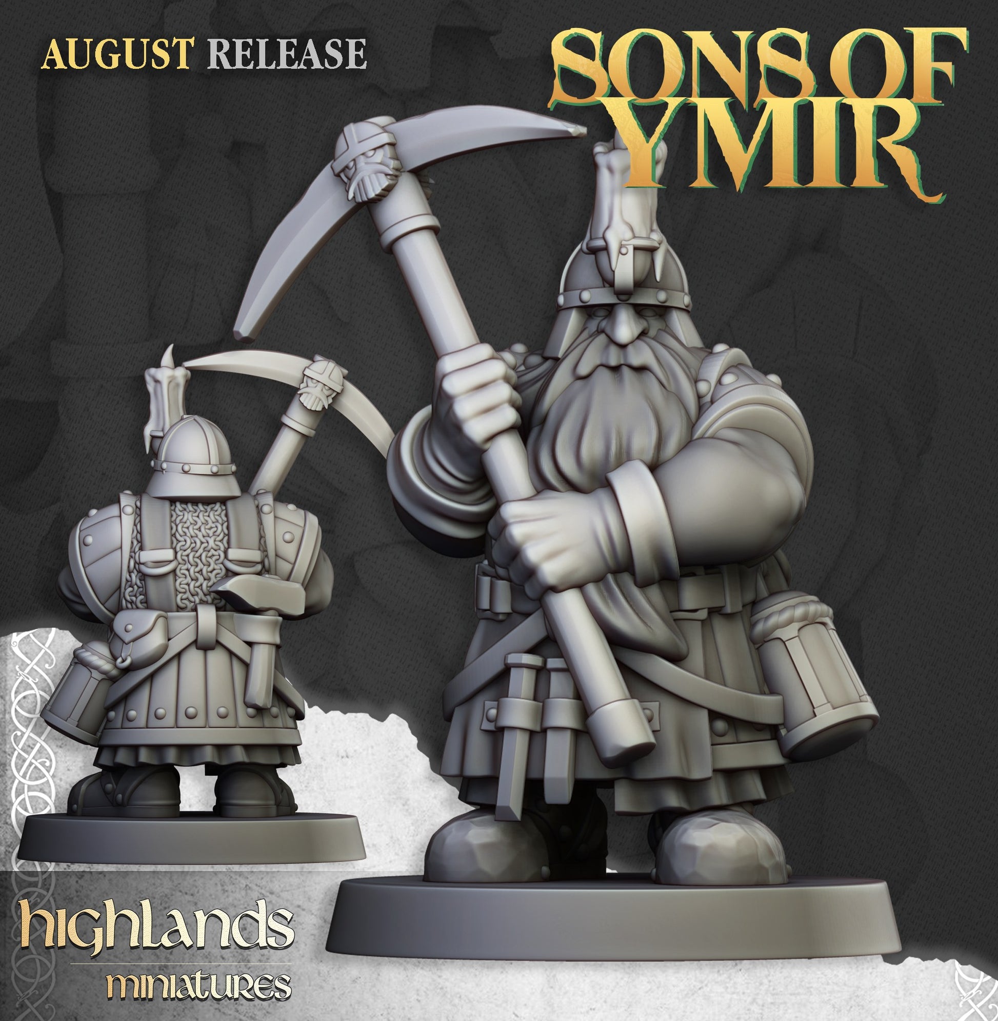 Miniatura Mineros Enanos Enanos resina 28mm sin pintar - Drakholm