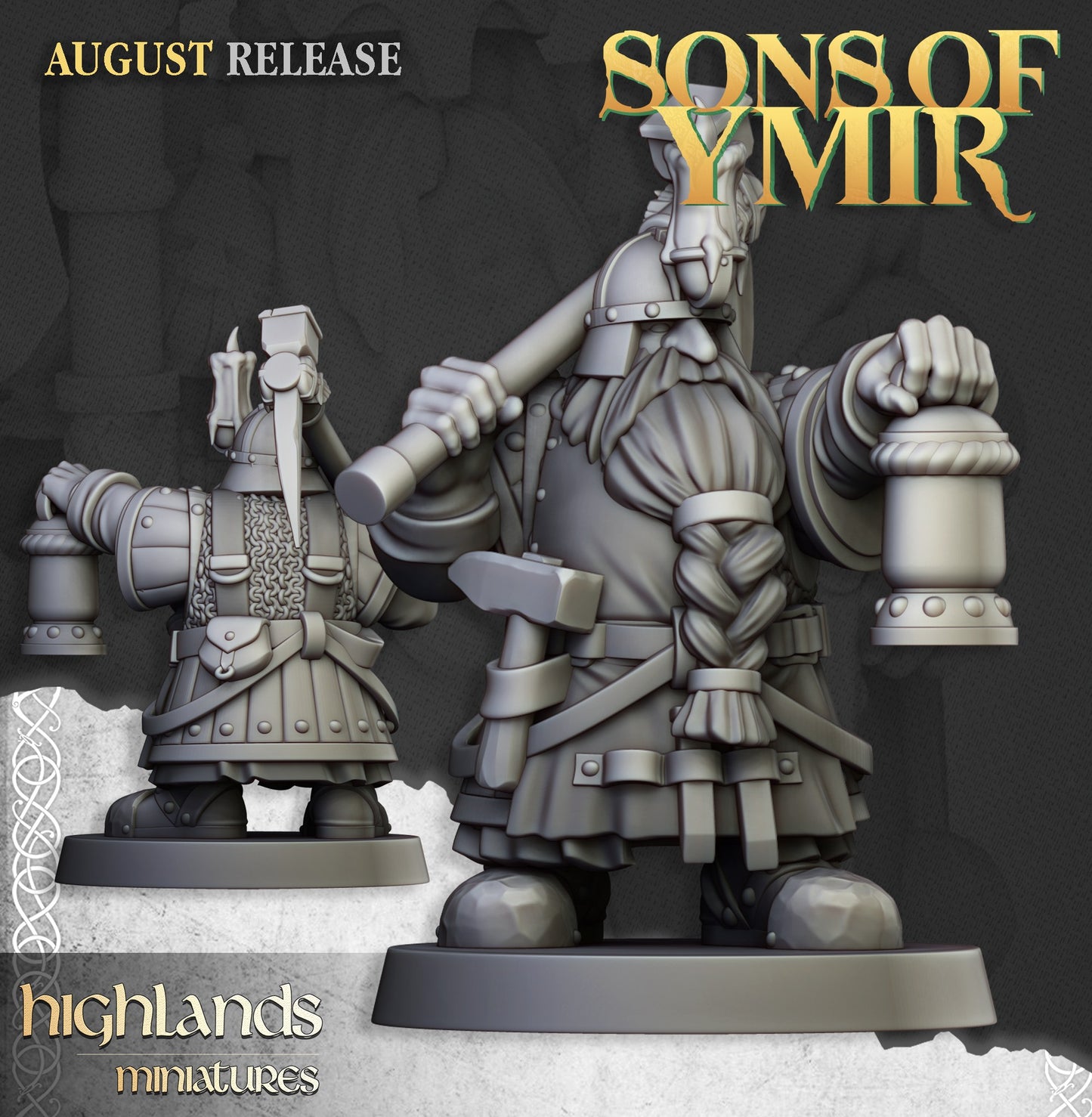 Miniatura Mineros Enanos Enanos resina 28mm sin pintar - Drakholm