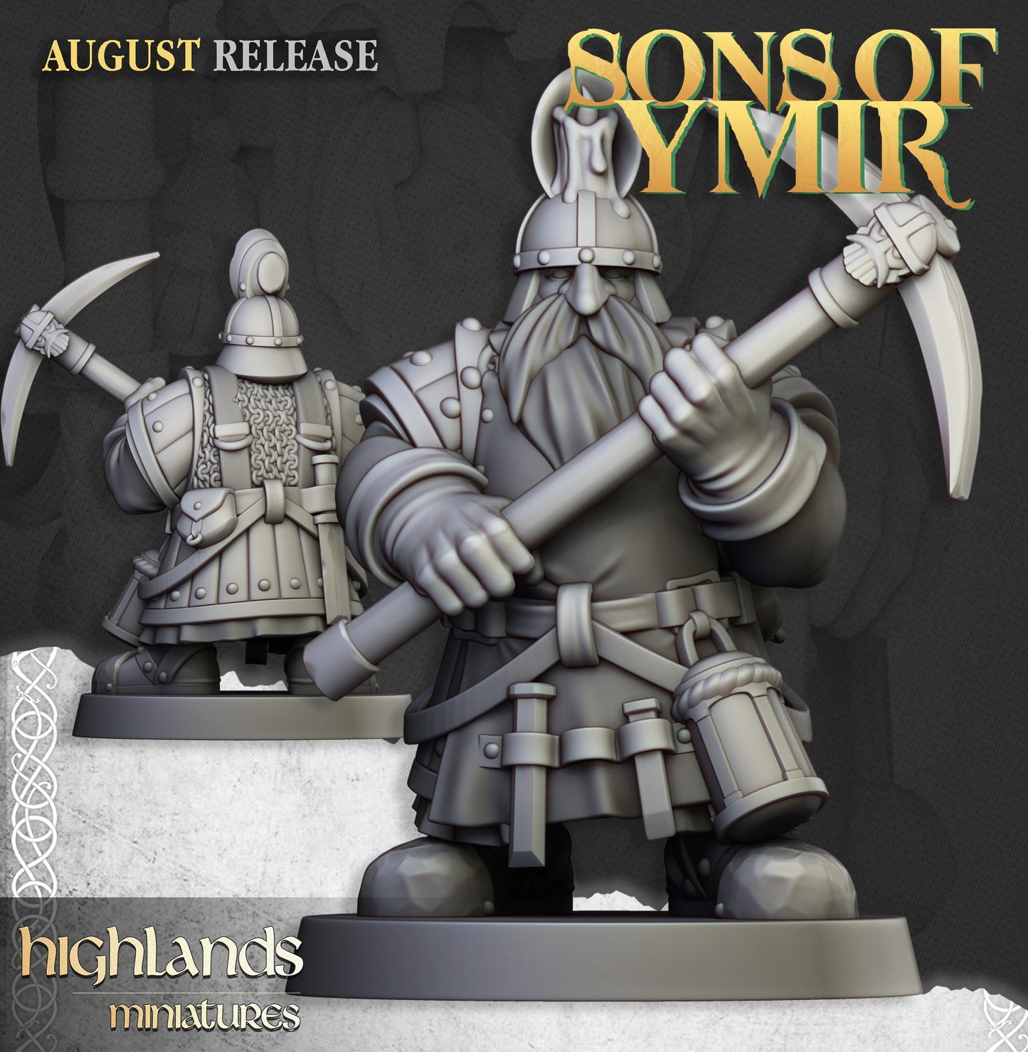 Miniatura Mineros Enanos Enanos resina 28mm sin pintar - Drakholm
